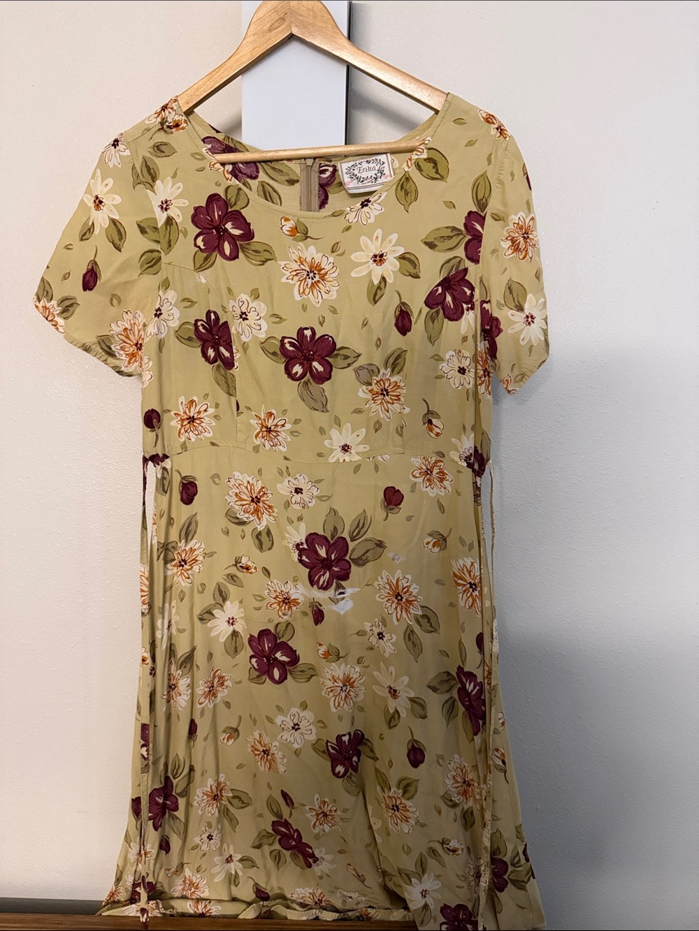 Erika Yellow Floral Midi Dress with Purple Accents B14